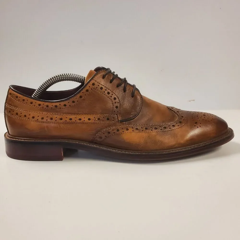 ASTON GREY Shoes EDOESSA Mens Size 9 Brown Leather Brogue Wingtip Oxford Casual